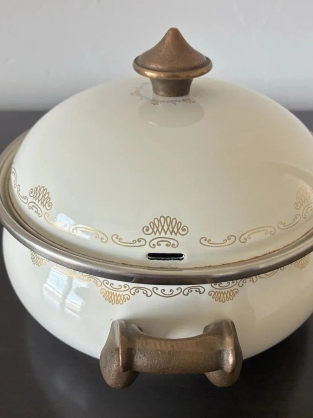 Vintage Asta Dutch Oven German Enameled Casserole Pot with Lid 8.5”